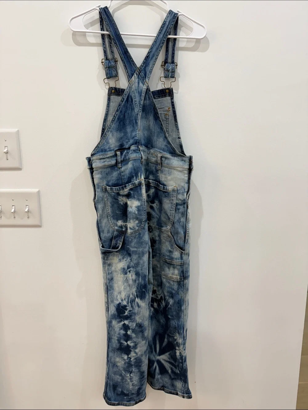 Pilcro Tie-Dye Blue Denim Overalls